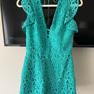 Incredible turquoise lace romper